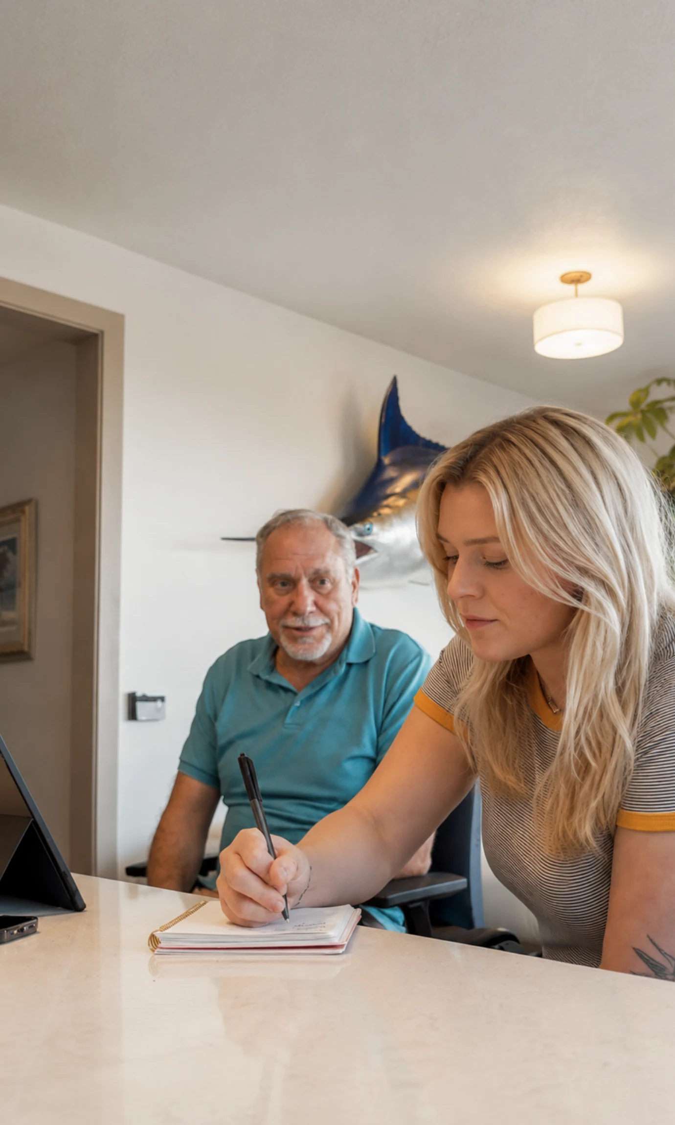 Mary Carmichael working through a project with a client